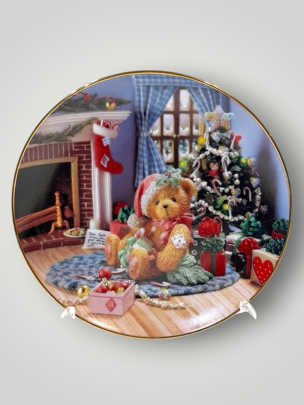Vintage Hamilton Collection “Happy Holidays, Friend” Teddy Bear Decorative Plate